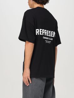 T-Shirt REPRESENT Men color Black Italian Fashion Designers, Italian Fashion, Industrial Style, Black Tshirt, Color Coding, Black Color, Color Design, Black And Grey, Mens Shirts