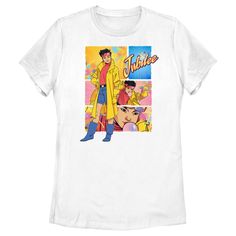 Get ready to save the world with these all-new officially licensed designs from Disney's retro-inspired animated series X-Men '97! This new Women's X-Men '97 Jubilee Poses Portrait Graphic T-Shirt features a large graphic of Jubilee using her powers, along with her name in matching yellow lettering above, striking different poses across the front. Pick up where X-Men: The Animated Series from the '90s left off with more mutant adventures from X-Men '97! Retro T-shirt With Cartoon Print For Disney Fans, Retro Anime Print Tops For Fan Merchandise, Retro Anime Print Tops For Fans, Retro T-shirt With Disney Character Print For Fan Events, Poses Portrait, Portrait Graphic, Different Poses, Retro Graphics, Save The World