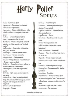 an old harry potter spell book page with the instructions for how to spell and use it