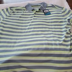 Nwt Nike Striped Dri Fit Polo Nike Collared Tops For Spring, Casual Nike Golf Tops, Neon Green Shorts, Shirts Nike, Grey Polo Shirt, Black Polo Shirt, Black Polo, Casual Athletic, Striped Polo Shirt