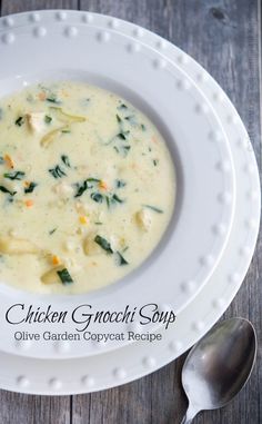 the video shows how to make chicken gnocchi soup with olive garden copycat recipe