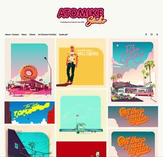 an image of the website design for atomic skateboards, which has been created in adobe