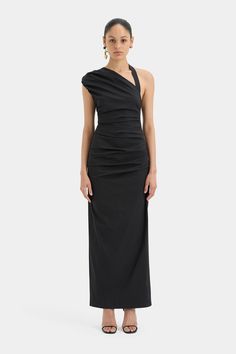 Asymmetric necklineCut out backGathered left shoulderRight halter strapTucks through the bodySide splitInvisible zipperMaxi lengthFully linedA soft lightweight Italian suitingNo stretchTrue to size
Model 1 is 5’10” / 178cm and wears a size 0Model 2 is 5’9’’ / 175cm and wears a size 4 Dress Hire, Asymmetric Neckline, Fitting Dress, Form Fitting Dress, Dress The Population, Black Gown, Handmade Dresses, Bridal Couture, Split Hem