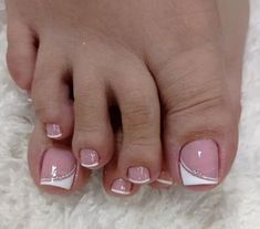 Cute Toenail Designs French Tips, Graduation Pedicure Ideas, French Feet Nails, French Tip Toenails With Design, Toe Nail French Tip Designs, French Toe Nails With Design, Toe Designs Pedicure Simple, Pink French Pedicure Toenails, Pedicure Designs Toenails Simple