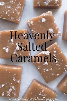 homemade salted caramels with text that reads heavenly salted caramels