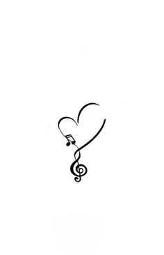 a musical note with a treble in the shape of a heart