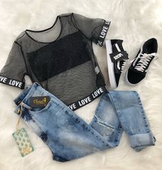 Outfit Chic, Tumblr Outfits, Neue Outfits, Cropped Tops, Tween Outfits, Teenager Outfits, Girls Fashion Clothes, Teenage Fashion Outfits, Teen Fashion Outfits