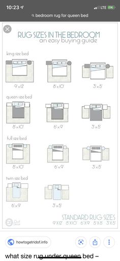 the bed size guide for queen beds is shown in this screenshote screen shot