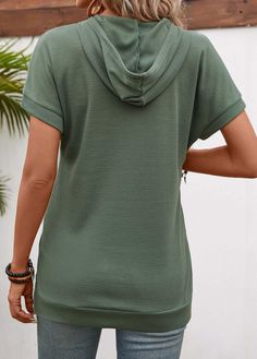 Casual Green T-shirt With Side Pockets, Comfortable Green Short Sleeve T-shirt, Affordable Cotton Hooded T-shirt, Green Breathable Short Sleeve T-shirt, Green Cotton T-shirt With Side Pockets, Green Shorts, Shirt Sale, Sage Green, Green