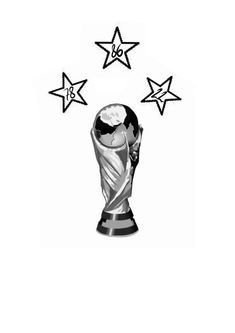 a drawing of the world cup with stars coming out of it