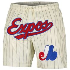 Designed to provide superior quality with an edge, these Montreal Expos Retro Classic shorts from Pro Standard fit perfectly in line with your style interests. The pinstripes provide a timeless aesthetic, while the bold textured Montreal Expos graphics make for a true statement piece to your look. Adjust the drawstring closure to your preferred fit and enjoy an instant elevation to your selection of team gear. Mesh lining Heat-sealed chenille appliques with embroidered details Elastic waistband Short Bottoms With Three Stripes For Spring, Sporty Striped Bottoms With Built-in Shorts, Summer Cotton Bottoms With Side Stripes, Summer Streetwear Bottoms With Contrast Stripes, Summer Shorts With Side Stripes, Summer Bottoms With Side Stripes, White Shorts With Side Stripes, White Bottoms With Side Stripes, White Short Bottoms With Side Stripes