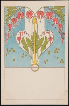 an art nouveau design with flowers and leaves