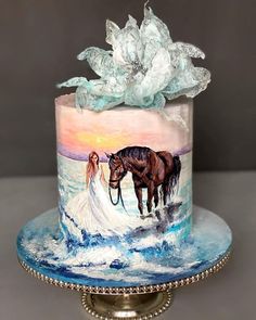 there is a cake with a horse on it