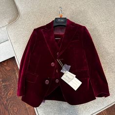 Velvet 3 Piece Suit. Size 3 Boys. Great For Formal Or Ringbearer Classic Long Sleeve Winter Sets, Classic Red Sets For Winter, Classic Red Winter Sets, Classic Red Fall Clothing Sets, Velvet 3 Piece Suit, Kids Blazers, Gap Kids Boys, Tommy Hilfiger Baby, Ralph Lauren Blazer