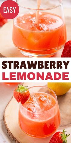 Homemade strawberry lemonade recipe makes a refreshing drink for summer. You can also enjoy it frozen in popsicles to cool off in the heat. Drink For Summer, Tasty Healthy, Evening Snacks