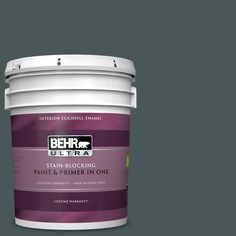 BEHR ULTRA 5 gal. #N440-7 Midnight in NY Eggshell Enamel Interior Paint and Primer in One-275305 - The Home Depot Flat Exterior, Behr Ultra, Behr Premium Plus, Behr Marquee, Brick Masonry, Behr Paint, Flat Interior, Paint Types, Paint Can