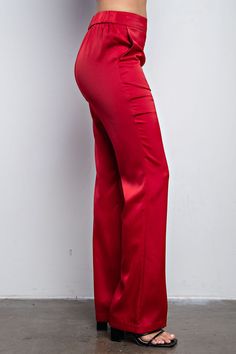 High Waist Flare Satin Pants Brand: Glam Style: GP6107 Fabric: 100% polyester Details: High Waist Flare Satin Pants*Pockets in the frontMODEL HEIGHT: 5' 7" SELF: 100% POLYESTER Made in China Confident Style, Satin Pants, Glam Style, Glam Fashion, Black Media, High Waisted Pants, Black Pants, High Waist, Women's Fashion