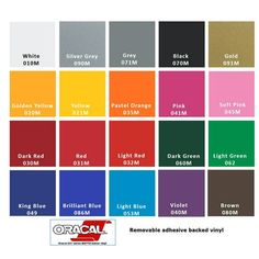 the color chart for different colors of paint