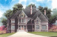 Houseplans.com Plan 119-204 Castle House Plans, European Style Homes, Large Foyer, Shingle Exterior, European House Plan, Monster House Plans, European House