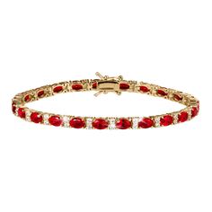 Glittering and incredibly glamorous, this gorgeous trio of bracelets features shimmering oval fiery red, midnight blue or evergreen gems with alternate shimmering ice white Diamondeau®, the supreme diamond alternative. Fashioned from sterling silver, gloriously plated in golden yellow gold. The ideal accessory for the party season. Elegant Oval Bracelets For Party, Red Oval Diamond Bracelet Gift, Red Oval Diamond Bracelet As Gift, Red Oval Diamond Bracelet For Gift, Fine Jewelry Red Cubic Zirconia Tennis Bracelet, Red Cubic Zirconia Tennis Bracelet, Elegant Red Jubilee Bracelet Jewelry, Elegant Red Bracelet With Diamond Accents, Elegant Red Bracelets With Diamond Accents