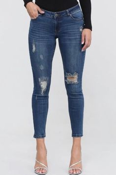 Mid Waist Distressed Jeans I Womens Mid Rise Ripped & Distressed Jeans Cotton Jeans, Low Waisted