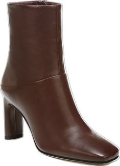 Brown Leather Booties With Block Heel, Ankle-high Brown Booties With Leather Lining, Fall Suede-lined Booties Medium Width, Brown Ankle Boots With 4-inch Heel, Brown Booties With Reinforced Heel, Medium Width, Franco Sarto, Leather Booties, Bootie, Nordstrom