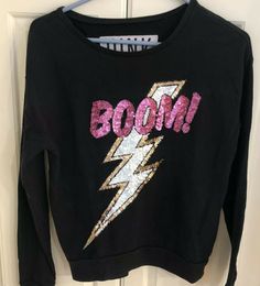 VS PINK Boom Sequin Lightning Bolt Pullover Sweatshirt Size XS. Great preowned condition Please view all pics as they are part of the items description and measurements Victoria's Secret Long Sleeve Sweatshirt For Fall, Victoria's Secret Cotton Long Sleeve Sweatshirt, Victoria's Secret Long Sleeve Cotton Sweatshirt, Victoria's Secret Casual Long Sleeve Sweatshirt, Trendy Victoria's Secret Crew Neck Top, Victoria's Secret Long Sleeve Cotton Tops, Victoria's Secret Crew Neck Top With Letter Print, Victoria's Secret Graphic Print Crew Neck Top, Pink Letter Print Top By Victoria's Secret