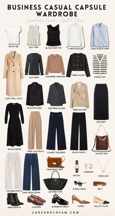 Business Casual Capsule Wardrobe, Business Casual Capsule, Casual Capsule Wardrobe, Workwear Capsule Wardrobe, Workwear Capsule, Capsule Wardrobe Women, Casual Work Outfits Women, Chic Business Casual, Capsule Wardrobe Work