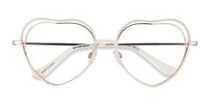 Shiny Gold White heart eyeglasses available in variety of colors to match any outfit. These stylish full-rim, x-large sized metal eyeglasses include free single-vision prescription lenses, a case and a cleaning cloth. Trendy White Sunglasses With Metal Frame, White Glasses, Metal Eyeglasses, Heart Glasses, Heart Shaped Frame, Glasses For Women, Prescription Eyeglasses, White Heart, White Metal