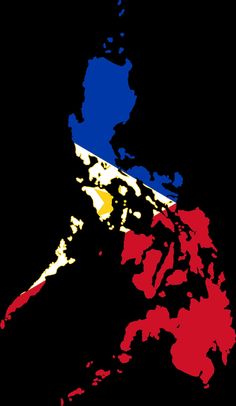 an image of the state of philippines in red, white and blue on a black background