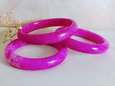 Bright hot pink dyed Quartzite bangle Pink Round Cuff Bracelet For Gifts, Pink Sprinkles, Pink Dye, The Bangles, Rose Bracelet, Stone Bangle, Crown Jewels, Pink Stone, Bangle Bracelet