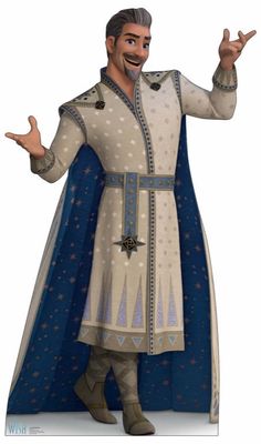 a cartoon character dressed in medieval clothing and holding his hands out to the side with both hands