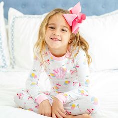 Your little one will be warm and comfortable sleeping in our Birthday Cake Pajamas. Features the cutest birthday print with a cake and balloons. Makes the perfect birthday gift! Make these pajamas extra cute by adding a monogram! Designed to be snug-fitting. Please check the Size Chart for measurements and order accordingly. Fun White Pajama Party Sets, Fun White Sets For Pajama Party, Playful Multicolor Birthday Sets, Playful White Sets For Birthday, Pink Long Sleeve Sets For Birthday, Pink Long Sleeve Birthday Set, Sweet White Sets For Birthday, Cake And Balloons, The Perfect Birthday