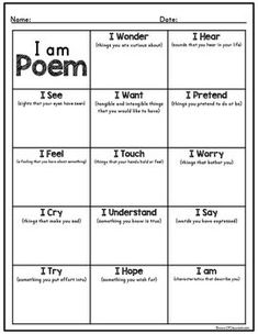 i am poem worksheet for students to practice reading and writing with the words i am