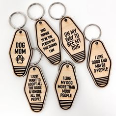 six wooden keychains that say i just want to see my dog on the other side