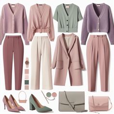 Soft Summer Palette Outfits, Muted Color Outfits, Soft Summer Capsule, Ceo Energy