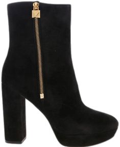 Michael Kors High Heel Boots, Chic Michael Kors High Heel Boots, Michael Kors Chic High Heel Boots, Chic Michael Kors Boots For Formal Occasions, Gold Ankle Chain, Michael Kors Boots, Brown Suede Boots, Black Leather Wedges, Buckle Ankle Boots