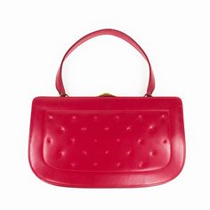 "FREE DOMESTIC SHIPPING! Dofan Red Leather Handbag + Coin Purse Made in France ERA: vintage 50s 60s SIZE: 6.5\" tall x 11.25\" wide COLOR: red (cherry, lipstick, scarlet, crimson, cherry, primary, ruby) + jewel tone HANDLE: 5.5\" drop EXTERIOR: red genuine leather + tufted accents on the front  INTERIOR: leather lined + 1 zip pocket + 2 welt pockets HARDWARE: gold-tone clasp closure  CONDITION: This vintage bag has distressed over time and shows natural signs of wear including: SCRATCHES AND SCUFFS (SEE PHOTO #10) . It is in good vintage condition overall. Please look closely at photos for details and contact me with questions. FUNCTION: handbag, purse, top handle STYLE: pop, mod, mid century modern, mcm, rockabilly, retro, preppy, boho, minimalist, classic, versatile, structured, chic, sl Retro Red Top Handle Shoulder Bag, Red Retro Top Handle Shoulder Bag, Vintage Red Shoulder Bag With Detachable Handle, Vintage Red Shoulder Bag For Shopping, Red Vintage Shoulder Bag For Shopping, Red Vintage Shopping Bag, Retro Red Formal Bag, Red Retro Formal Bag, Vintage Handheld Red Shoulder Bag