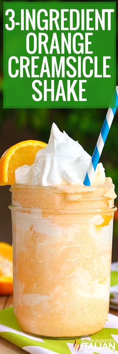 an orange creamsice shake in a mason jar