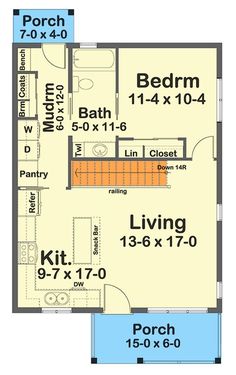 the floor plan for a small house with two bedroom and an attached bathroom, including a living