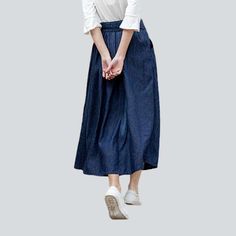 Bring your streetwear style to the next level with our 2023 Spring-Summer Collection dark-wash cut-and-flare jean skirt! With its high-waist silhouette. rubber closure and edgy distressed pattern. this denim skirt is the perfect blend of contemporary fashion and nostalgic grunge.Why It's Your Next Summer StapleThis denim skirt is more than just a piece of clothing. It's an anthem. a vibe and a statement ââ‚?embodying the spirit of rebellion intertwined with refined sophistication. With its sleek Trendy Denim Flare Skirt, Dark Wash High Waist Cotton Skirt, Casual Flared Fitted Denim Skirt, Non-stretch Denim Wide Leg Skirt, Non-stretch Wide Leg Denim Skirt, Casual Long Denim Skirt, Non-stretch Denim Wide-leg Skirt, Flared Denim Skirt For Summer, Casual Flare Skirt For Summer