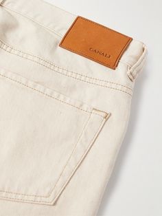 Canali's commitment to quality extends well beyond tailoring to more casual pieces like these jeans. They've been made in Italy from cream denim and have slim, straight legs. Modern Feminine Style, Jeans Claro, Modern Feminine, Sport Swimwear, Sports Sweatshirts, Relaxed Fit Jeans, Swim Accessories, Shearling Jacket, Sport Pants