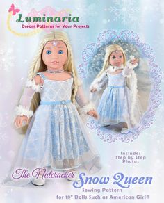 the snow queen doll is wearing a blue dress