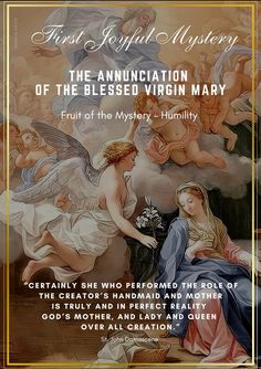 the annucion of the blessed virgin mary with an image of two angels on it