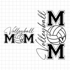 volleyball mom and volleyball ball with the word volleyball mom in black on a white background