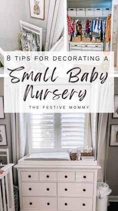 Tips for decorating a small baby nursery room Small Baby Nursery, Nursery Room Decor Ideas, Small Room Nursery, Nursery Layout, Tiny Nursery, Closet Nursery, Small Baby Room, Nursery Guest Room