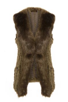 This hand knitted faux fur gilet is ideal to wear everyday. Its one size and casual pockets make it easy to wear, but add a luxurious finishing touch to any outfit.  Luxury Hand Knitted Faux Fur Gilet  Composition  Main: 15% Silk and 85% Modacyrilic   Trim: 77% Polyester and 23% Elastane  Care  Hand Wash, Do Not Machine Wash, Low Temperature Iron, Professional Dry Clean and Do Not Tumble Dry   One size   Comfortably fits sizes 8 - 14  Size  Model Height: 5'8   Model Size: 8   Model Wearing: One