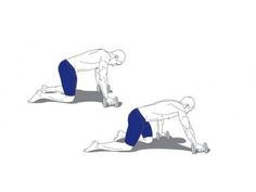 two people doing push ups on their hands and knees, one person is holding the other