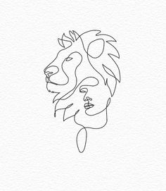 a line drawing of a lion's head