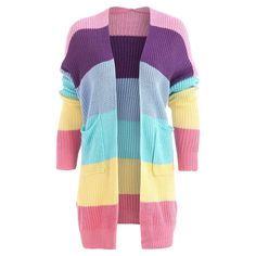 Double Pocket Rainbow Cardigan - Multi - 4U10508812 - Women's Clothing, Women's Sweaters, Women's Cardigans  #WomensCardigans #Women's #Clothing # #Women's #Sweaters # #Women's #Cardigans Rainbow Cardigan, Casual Outwear, Cheap Sweaters, Fashion Photography Poses, Cute Spring, Sweater Sale, Fashion Pattern, Spring Summer Outfits, Long Sweaters